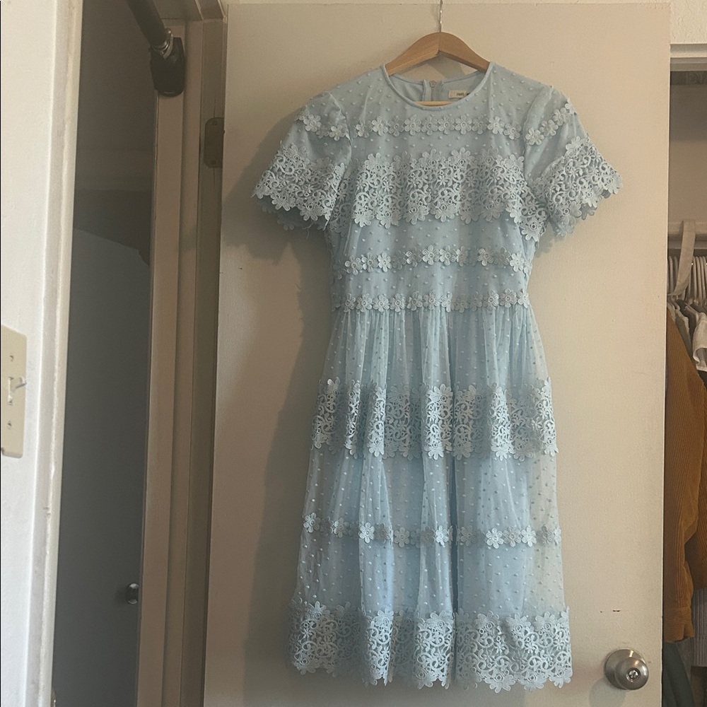 Just Me Light Blue Lace Formal Dress